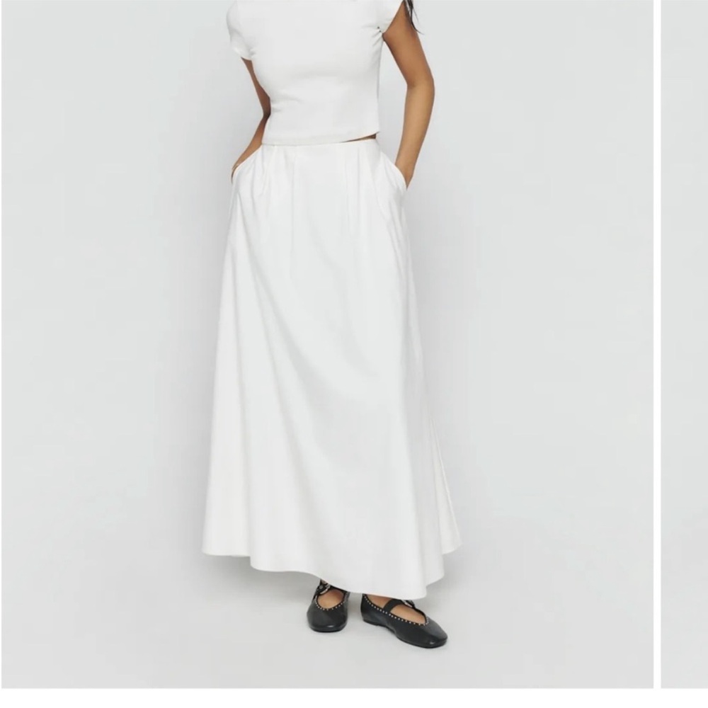 Reformation Lucy White Maxi Skirt